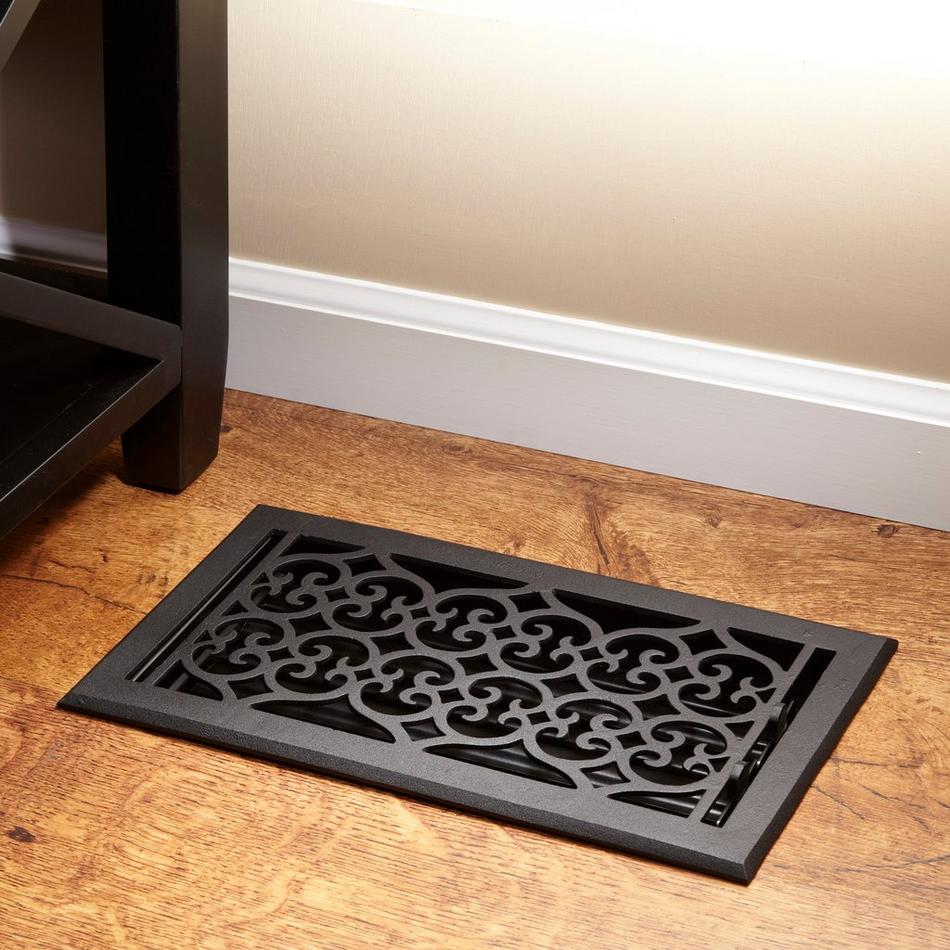 Old Victorian Cast Iron Floor Register - 6" x 12" (6-5/8" x 13-3/8" Overall), , large image number 0