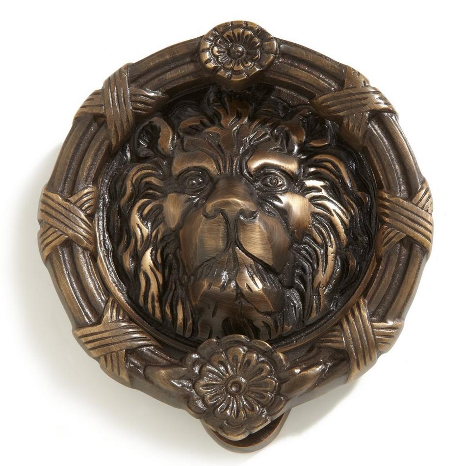 Felidae Lion Brass Door Knocker, , large image number 0