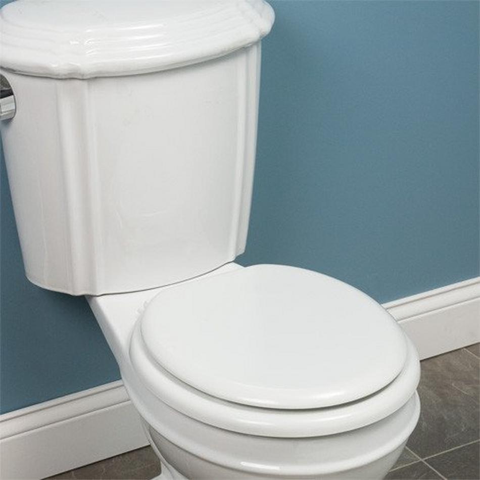 Round Retro Wood Toilet Seat - White, , large image number 0