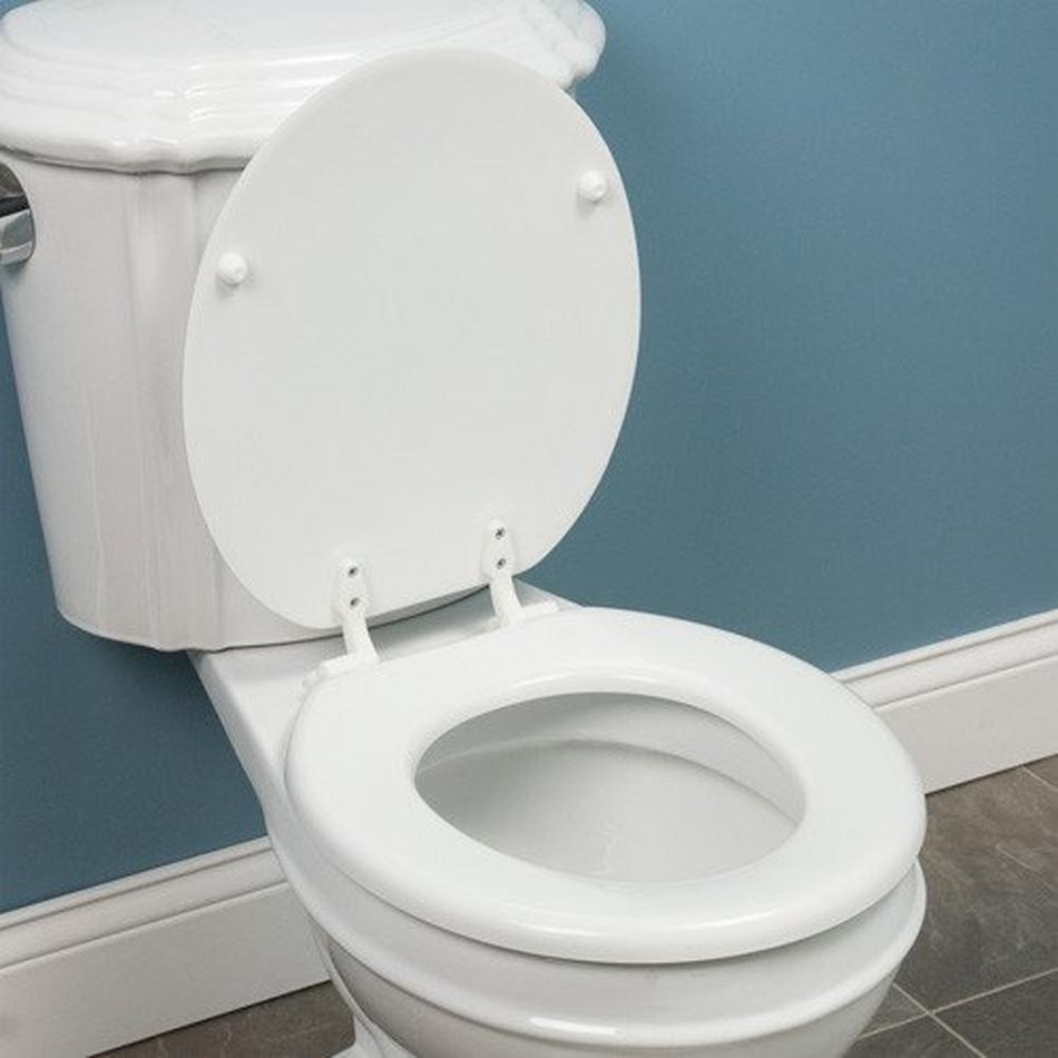 Round Retro Wood Toilet Seat - White, , large image number 1
