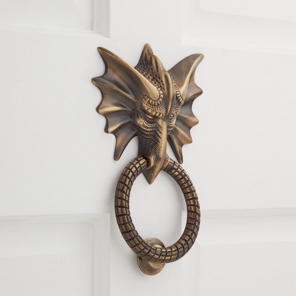Dragon Solid Brass Door Knocker, , large image number 0