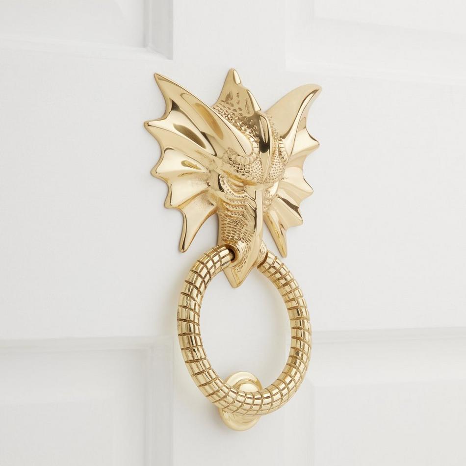 Dragon Solid Brass Door Knocker, , large image number 1