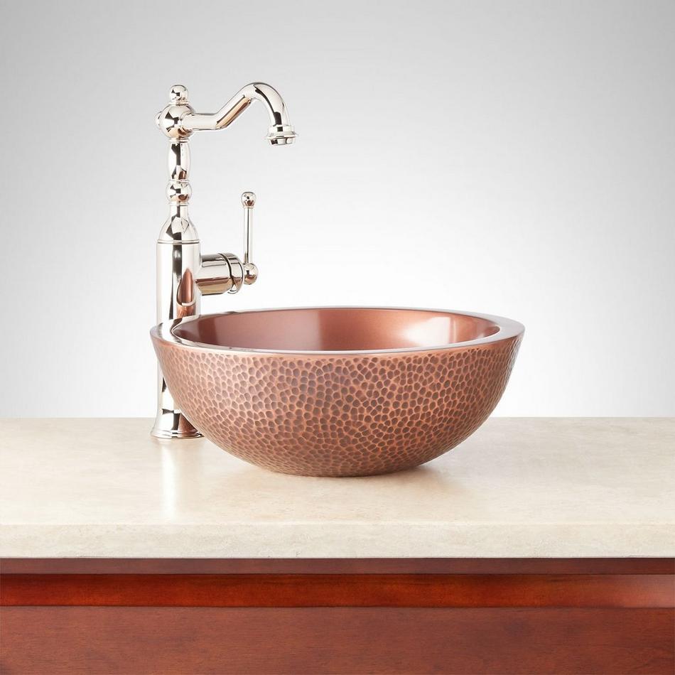 14" Casalina Double-Wall Hammered Copper Vessel Sink, , large image number 0