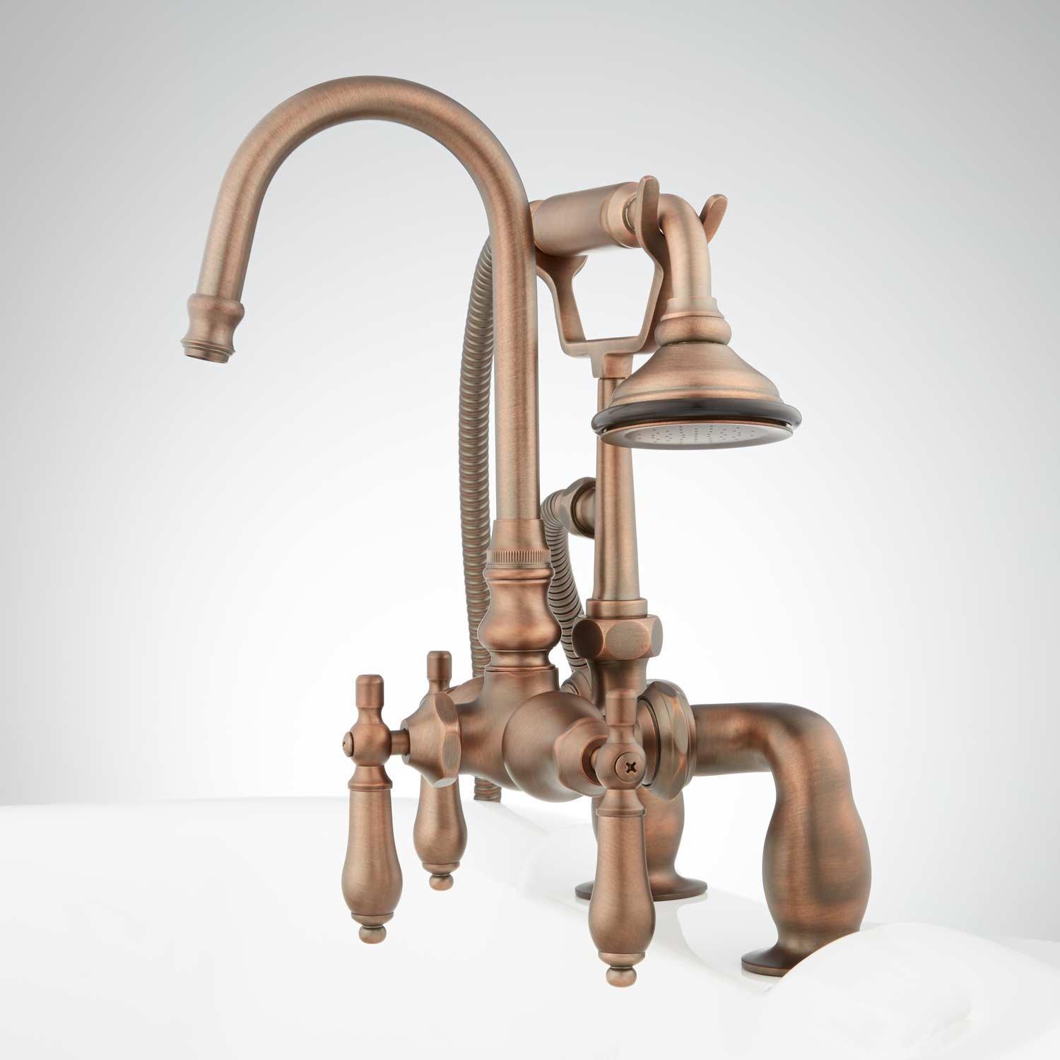 Kingston Brass Brushed Nickel Deck Mount Clawfoot Tub Faucet With Drain & Supplies