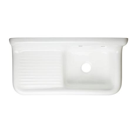 42" Cast Iron Wall-Hung Kitchen Sink With Drainboard