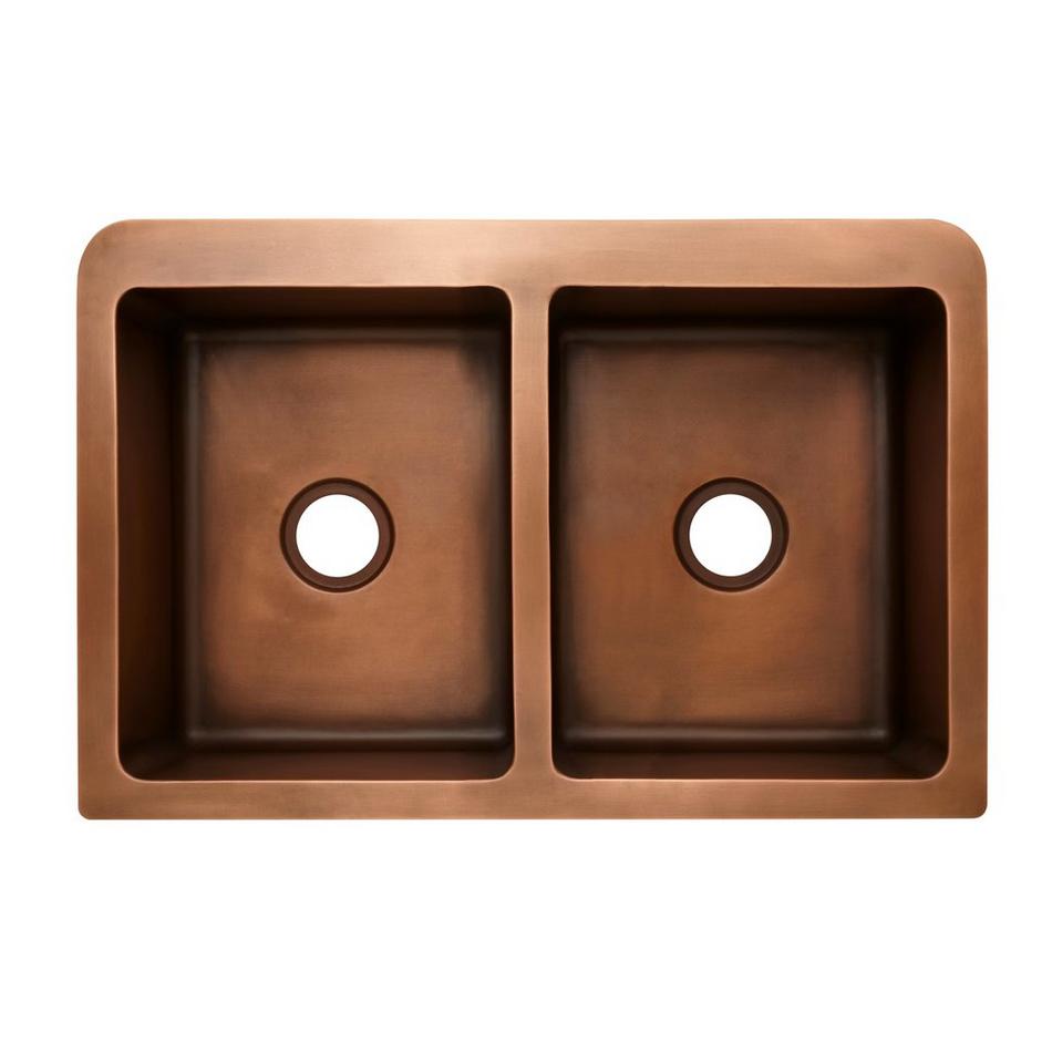 35" Aberdeen Double-Bowl Copper Farmhouse Sink, , large image number 3