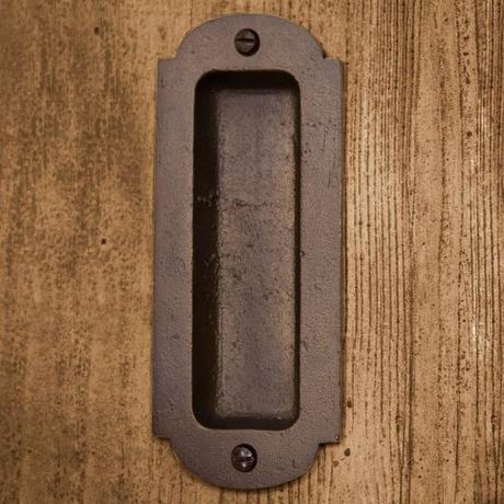 Solid Bronze Ornate Pocket Door Pull - 2-1/2" x 5" - Bronze Patina