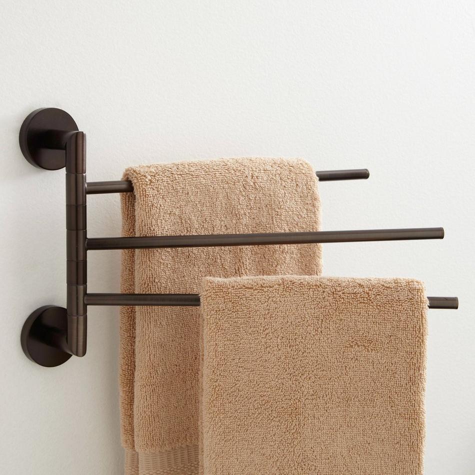 Kimzcn kimzcn swivel towel bar 3-arm bathroom towel holder wall