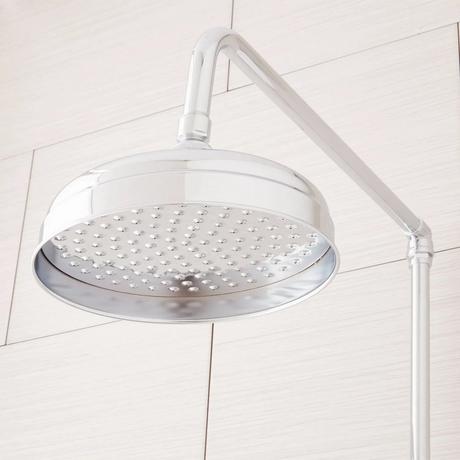 Baudette Exposed Pipe Wall-Mount Shower With Rainfall Shower Head