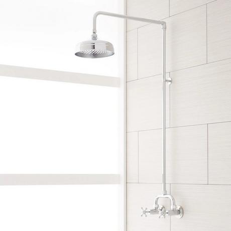 Baudette Exposed Pipe Wall-Mount Shower With Rainfall Shower Head