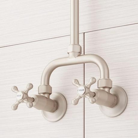 Baudette Exposed Pipe Wall-Mount Shower With Rainfall Shower Head