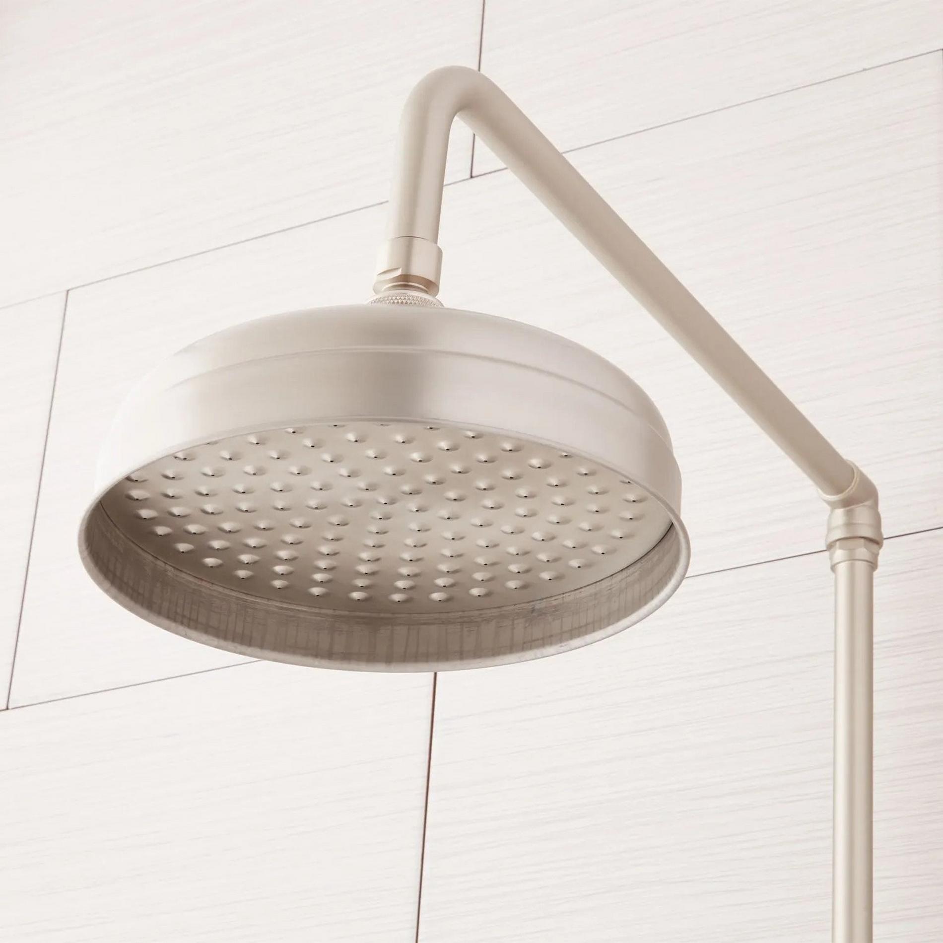 Baudette Exposed Pipe WallMount Shower With Rainfall Shower Head