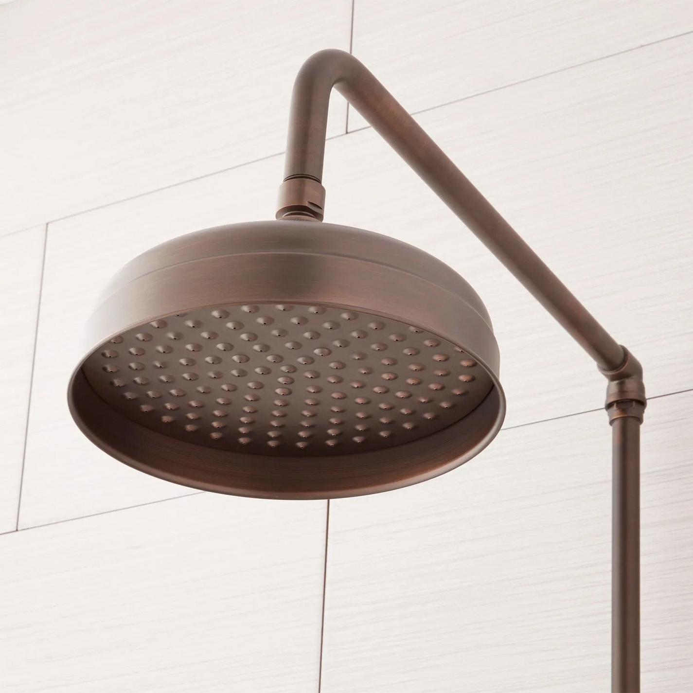 Baudette Exposed Pipe WallMount Shower with Rainfall Shower Head Oil