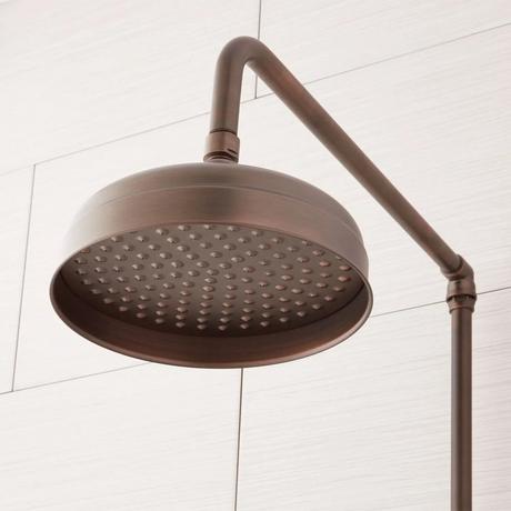 Baudette Exposed Pipe Wall-Mount Shower With Rainfall Shower Head