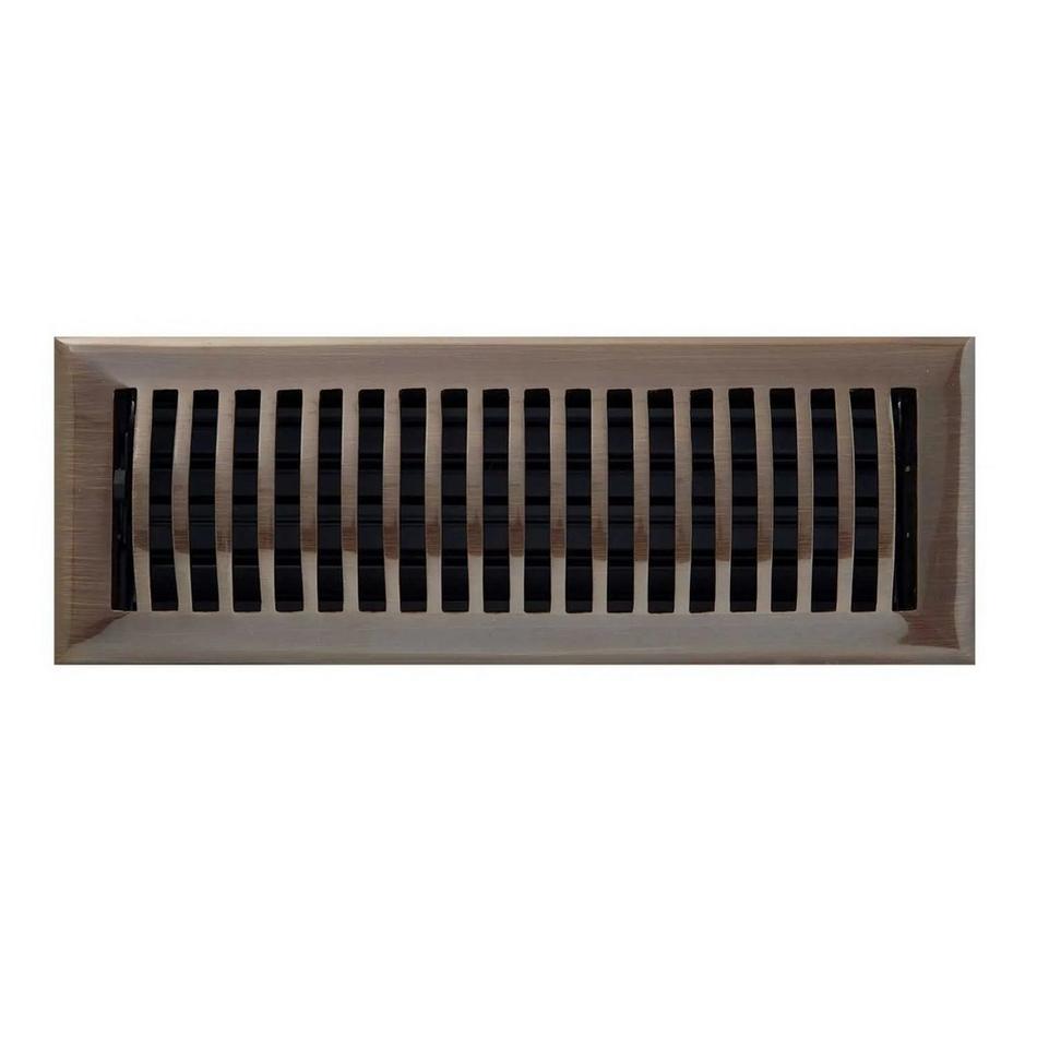 Domed Brass Floor Register - Antique Brass 4" x 14" (5-5/8" x 15-5/8" Overall), , large image number 0