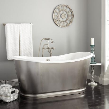 66" Dorset Bateau Cast Iron Skirted Tub - Stainless Steel Skirt