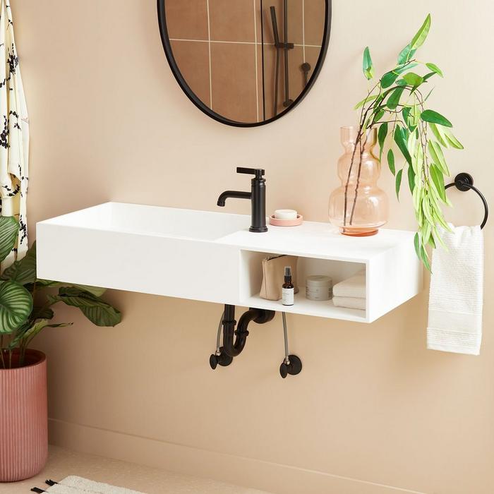 44" Ellie Solid Surface Sink - White Matte Finish