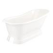 66" Jude Cast Iron Slipper Pedestal Tub - Overflow - 7" Rim Holes - Brushed Nickel Drain Kit, , large image number 0
