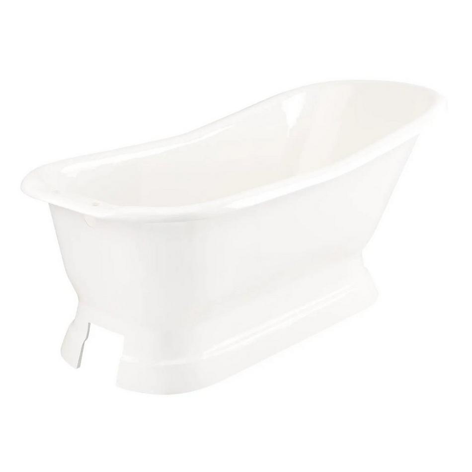 66" Jude Cast Iron Slipper Pedestal Tub - Overflow - 7" Rim Holes - Brushed Nickel Drain Kit, , large image number 0