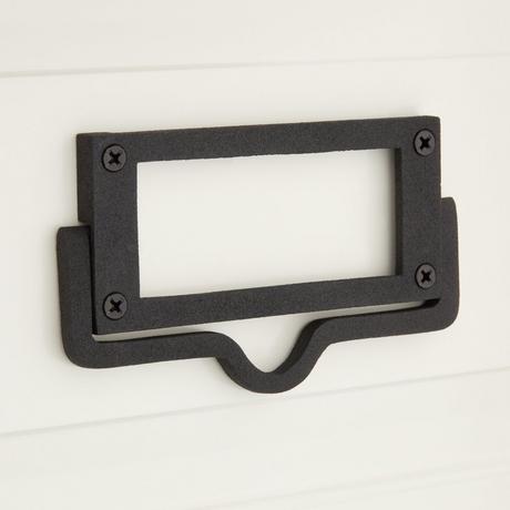 Rectangular Cast Iron Drawer Pull with Label Holder
