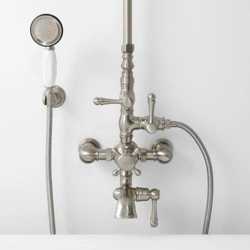 Thermostatic Exposed Pipe Tub and Shower Set with Hand Shower, , large image number 1