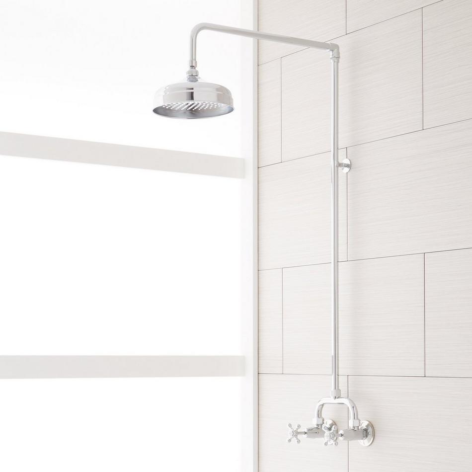Signature Hardware 922235 Baudette Exposed Wall Mounted Shower with Rainfall Sho Brushed Nickel 370007