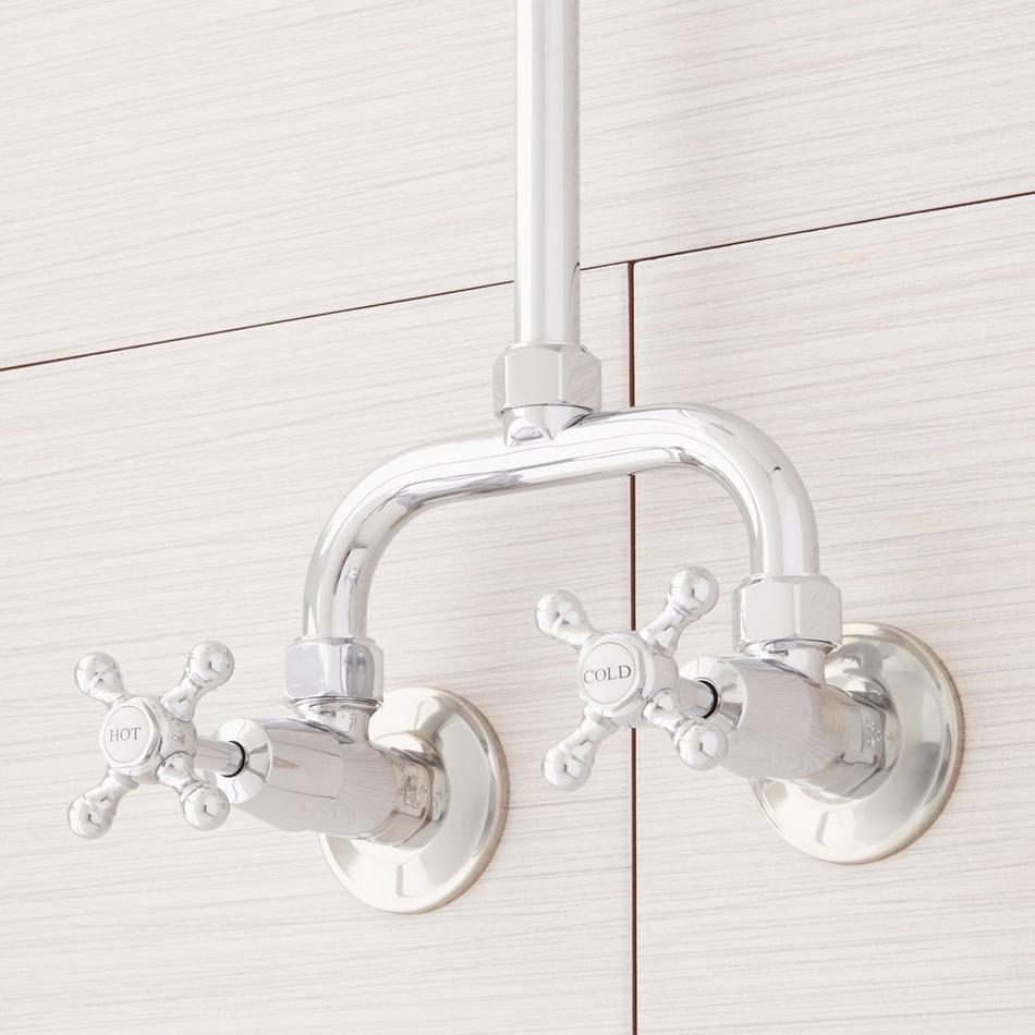 Baudette Exposed Pipe Wall-Mount Shower With Rainfall Shower Head - Chrome, , large image number 2