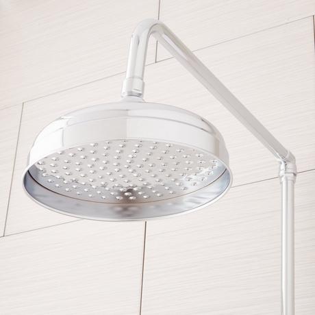 Baudette Exposed Pipe Wall-Mount Shower With Rainfall Shower Head