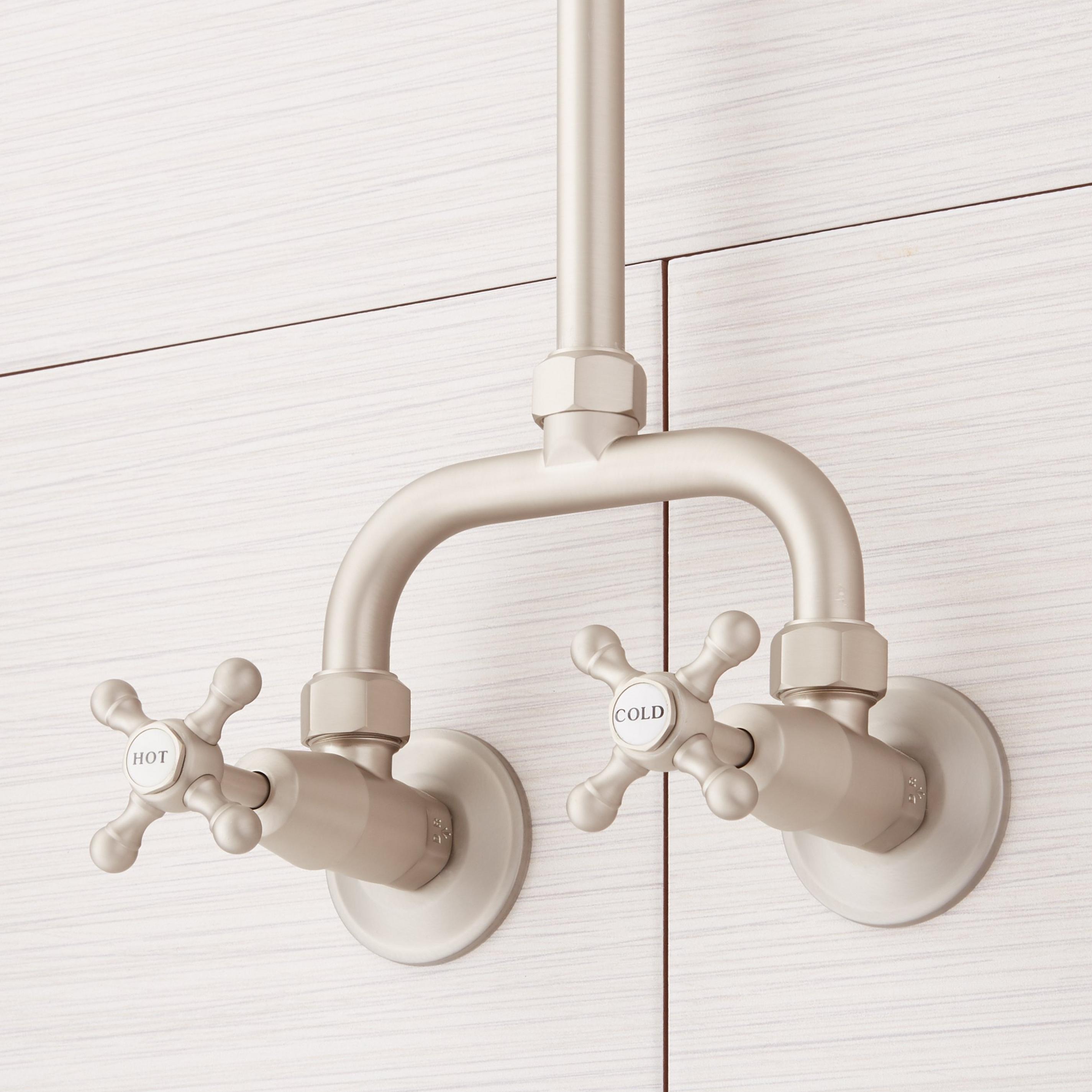 Baudette Exposed Pipe WallMount Shower With Rainfall Shower Head