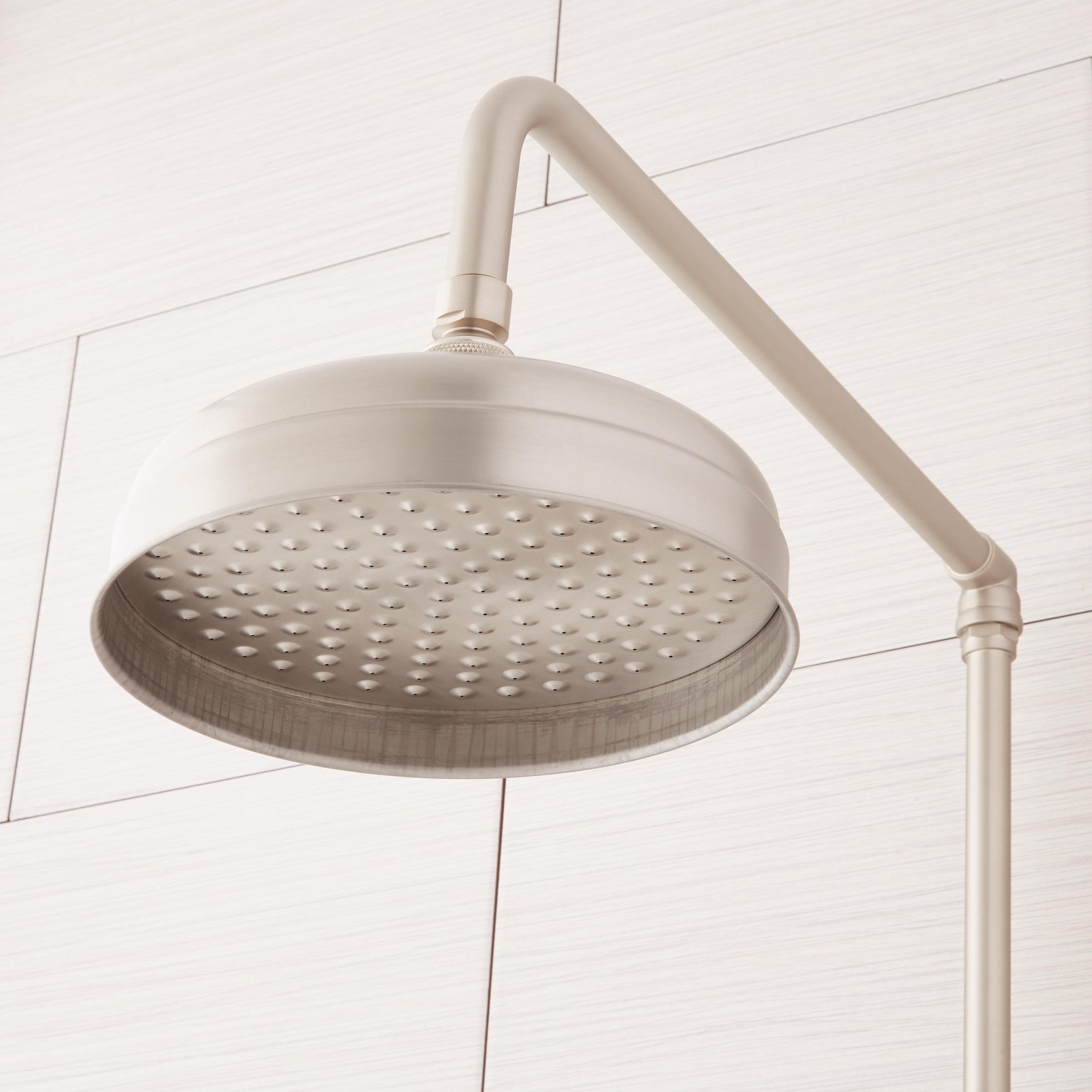 Baudette Exposed Pipe WallMount Shower With Rainfall Shower Head