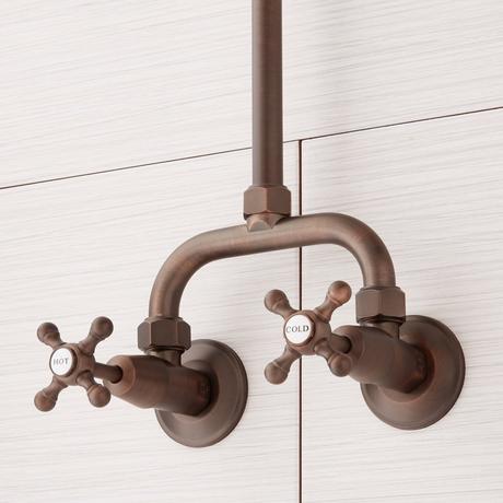 Baudette Exposed Pipe Wall-Mount Shower With Rainfall Shower Head