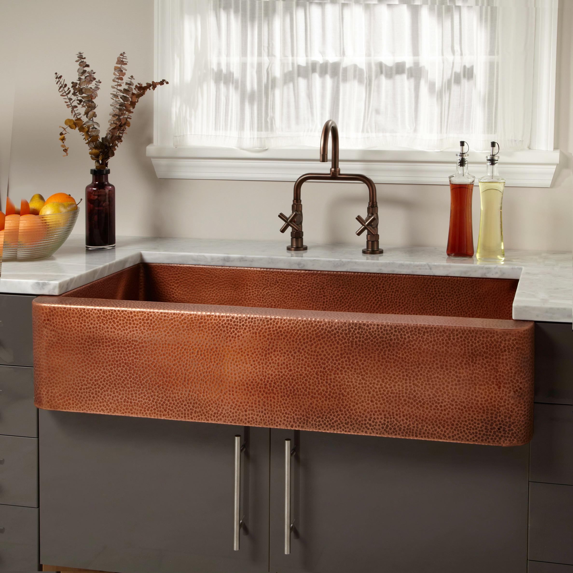 42 Fiona Hammered Copper Farmhouse Sink Signature Hardware