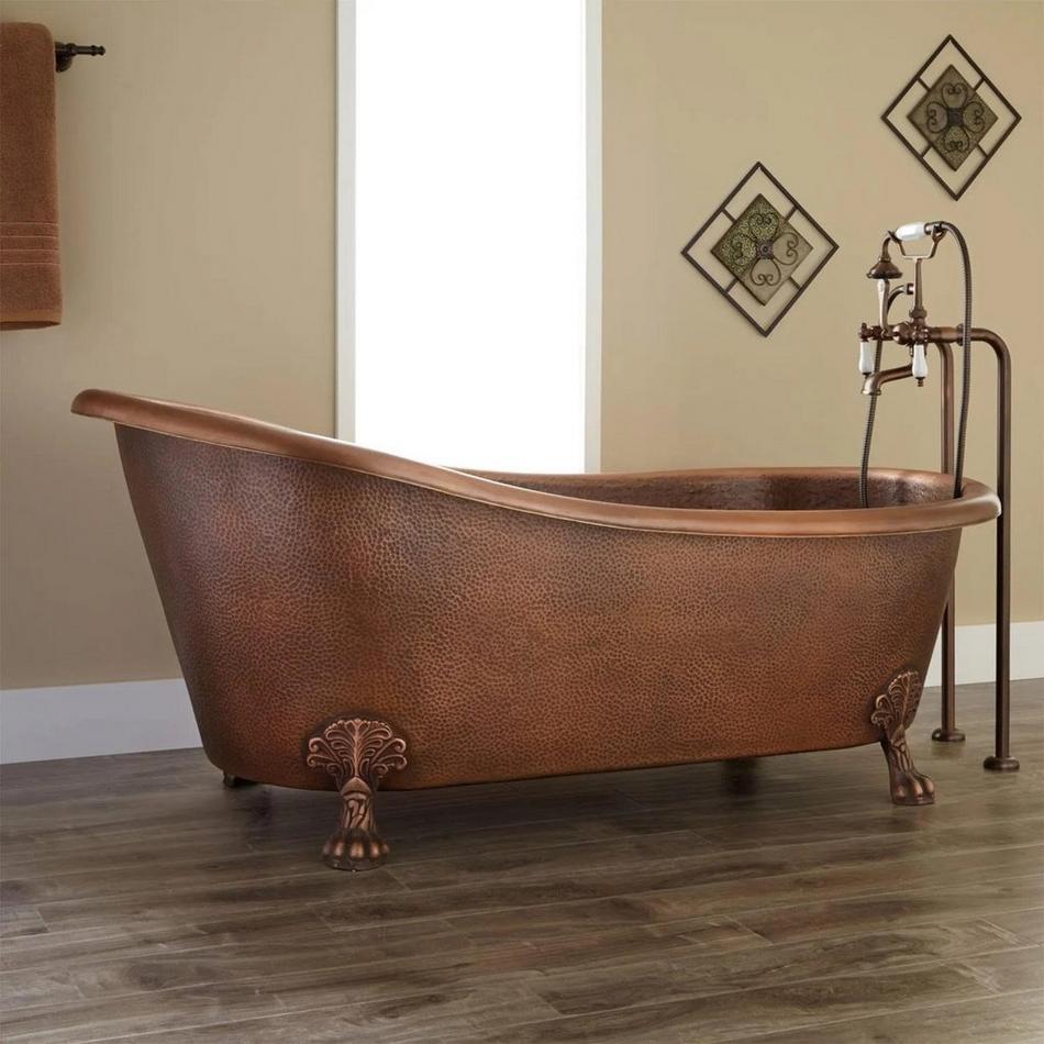 66" Donnelly Hammered Copper Slipper Clawfoot Tub - Roll-Top, , large image number 0