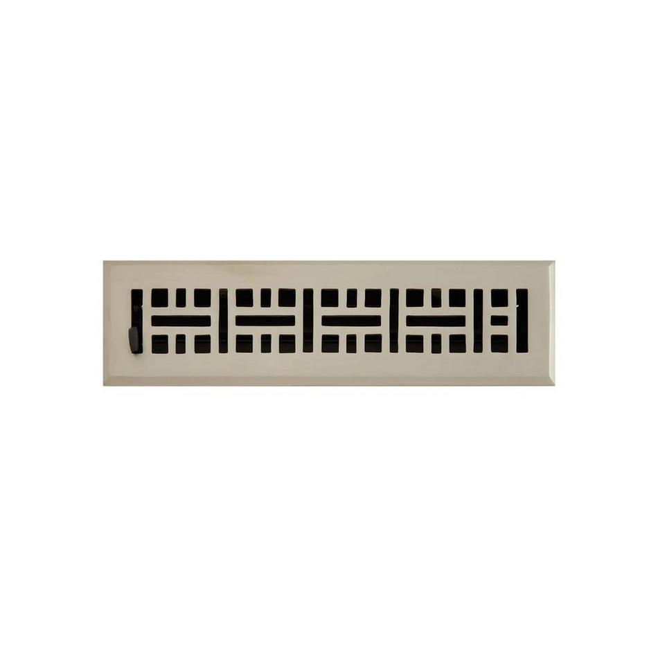 Wicker Style Brass Floor Register - Brushed Nickel 2-1/4" x 12" (3-1/2" x 13-3/8"Overall), , large image number 0