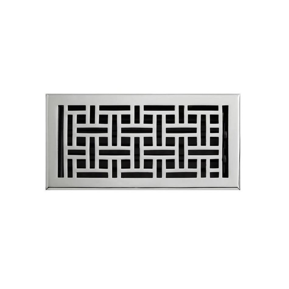 Wicker Style Brass Floor Register - Chrome 6" x 14" (6-3/4" x 15-1/2" Overall), , large image number 0