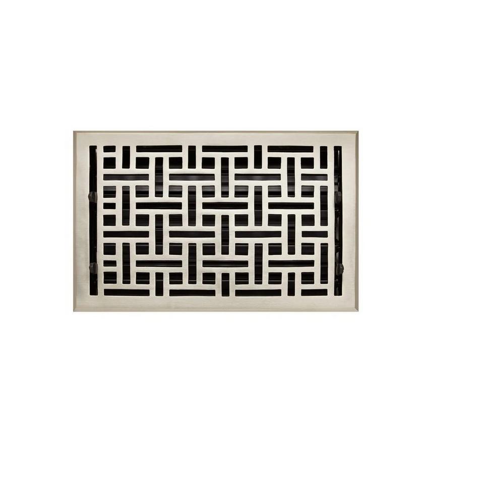 Wicker Style Brass Wall Register - Brushed Nickel 8" x 14" (9-3/8" x 15-1/4" Overall), , large image number 1