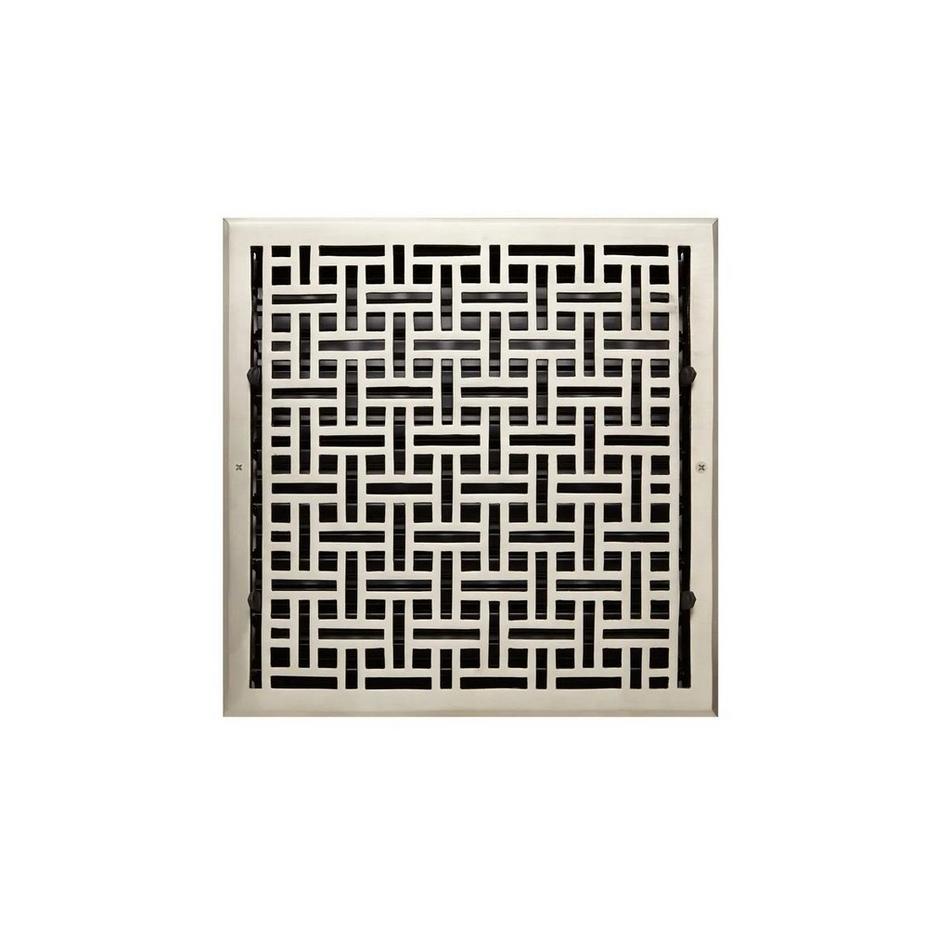 Wicker Style Brass Wall Register - Brushed Nickel 8" x 14" (9-3/8" x 15-1/4" Overall), , large image number 1