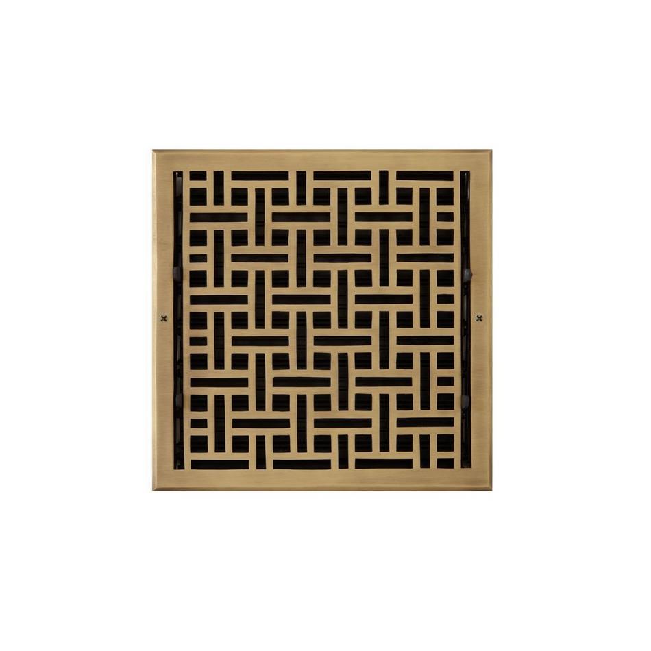 Wicker Style Brass Wall Register - Brushed Nickel 8" x 14" (9-3/8" x 15-1/4" Overall), , large image number 0