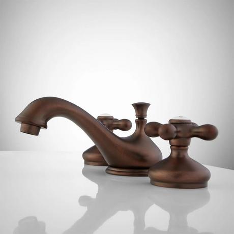 Teapot Widespread Bathroom Faucet - Cross Handles - Overflow - Oil Rubbed Bronze