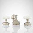 Teapot Widespread Bathroom Faucet - Large Porcelain Cross Handles - Overflow - Brushed Nickel, , large image number 0
