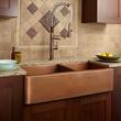 39" Tamba 60/40 Offset Double-Bowl Copper Farmhouse Sink, , large image number 0