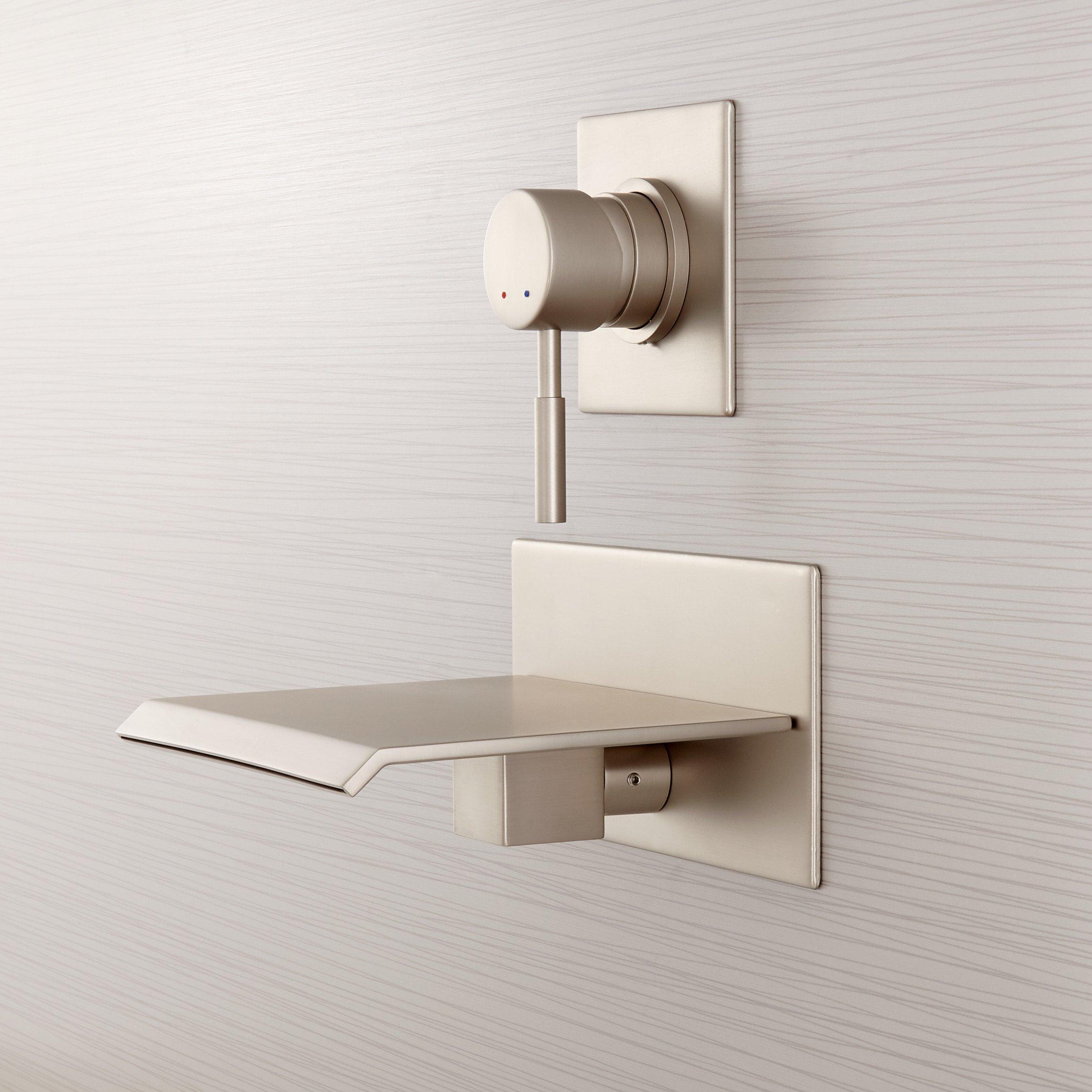 Lavelle Wall-Mount Waterfall Tub Faucet - Brushed Nickel