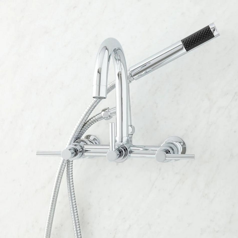 Sebastian Wall-Mount Tub Faucet with Lever Handles and 6" Wall Couplers - Chrome, , large image number 0