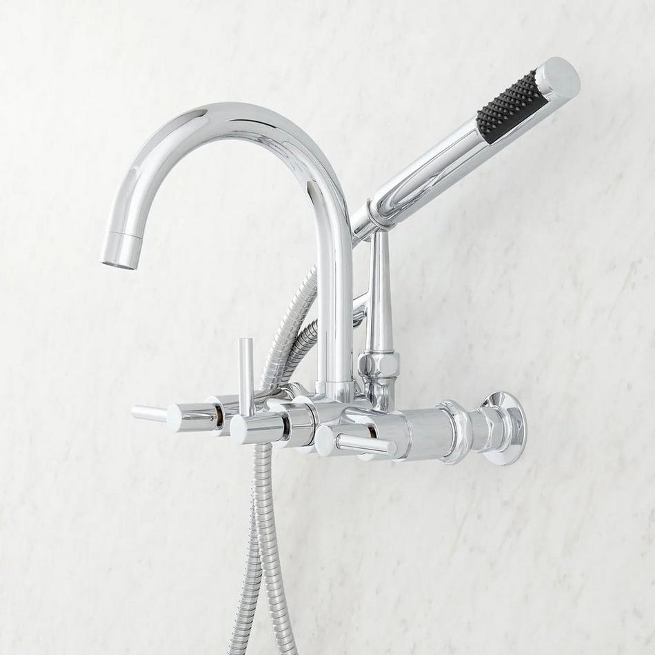 Sebastian Wall-Mount Tub Faucet with Lever Handles and 6" Wall Couplers - Chrome, , large image number 1