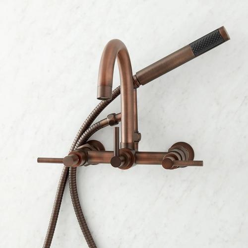 Sebastian Wall-Mount Tub Faucet with Lever Handles and Wall Couplers in Oil Rubbed Bronze