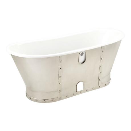 67" Brayden Bateau Cast Iron Skirted Tub with Stainless Steel Skirt