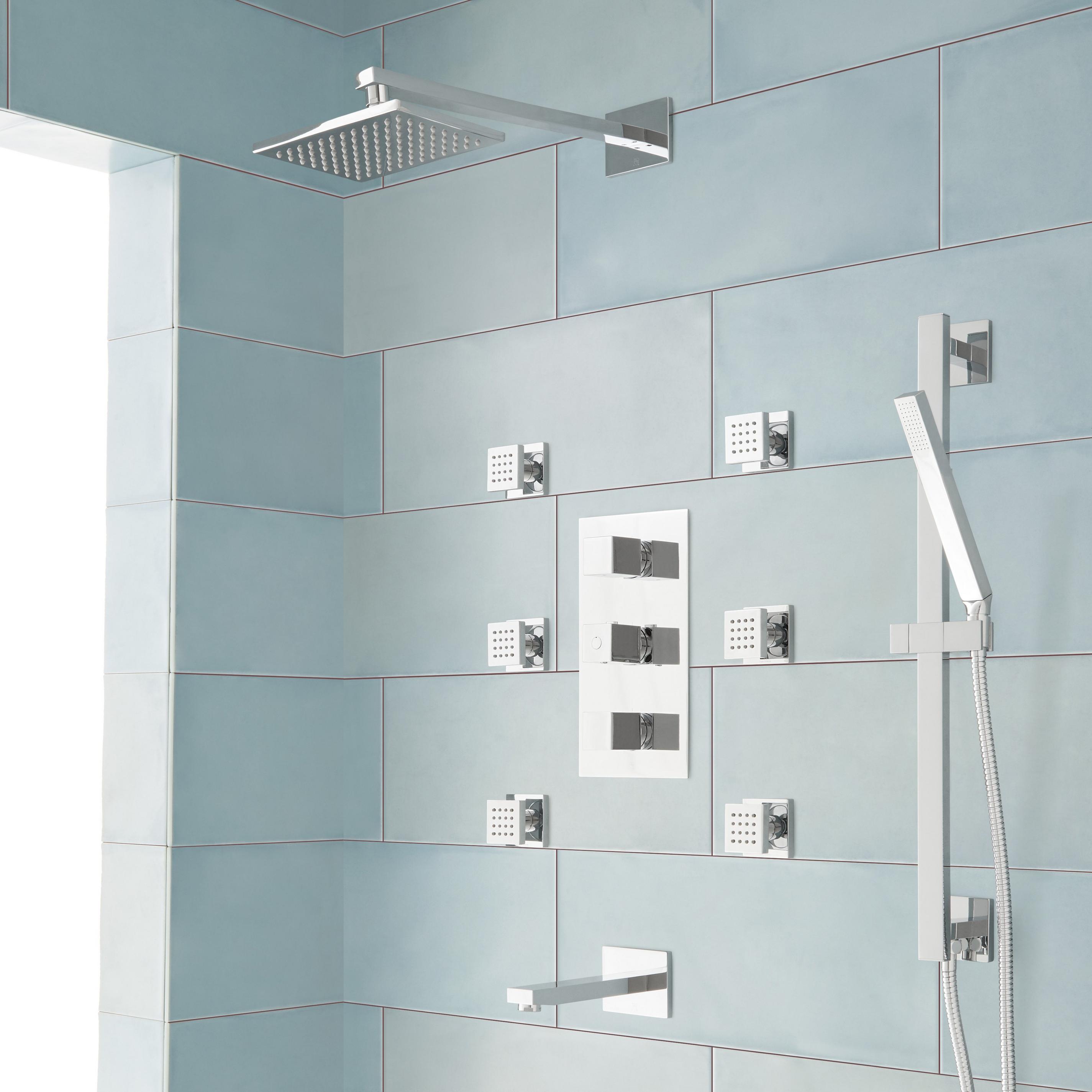 Onassis Thermostatic Tub & Shower System - 6 Body Sprays - Chrome ...