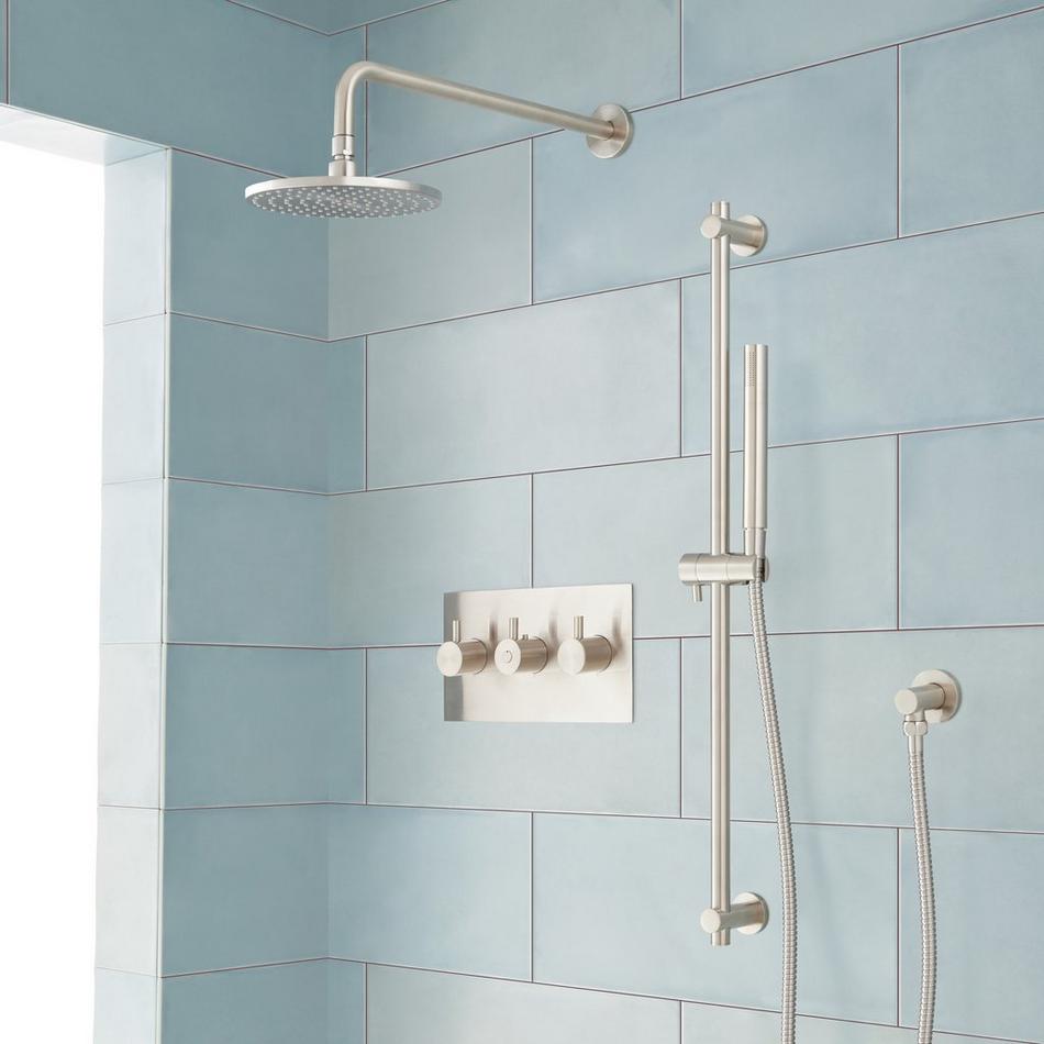Tosca Thermostatic Shower System with Rainfall Shower and Hand Shower, , large image number 2