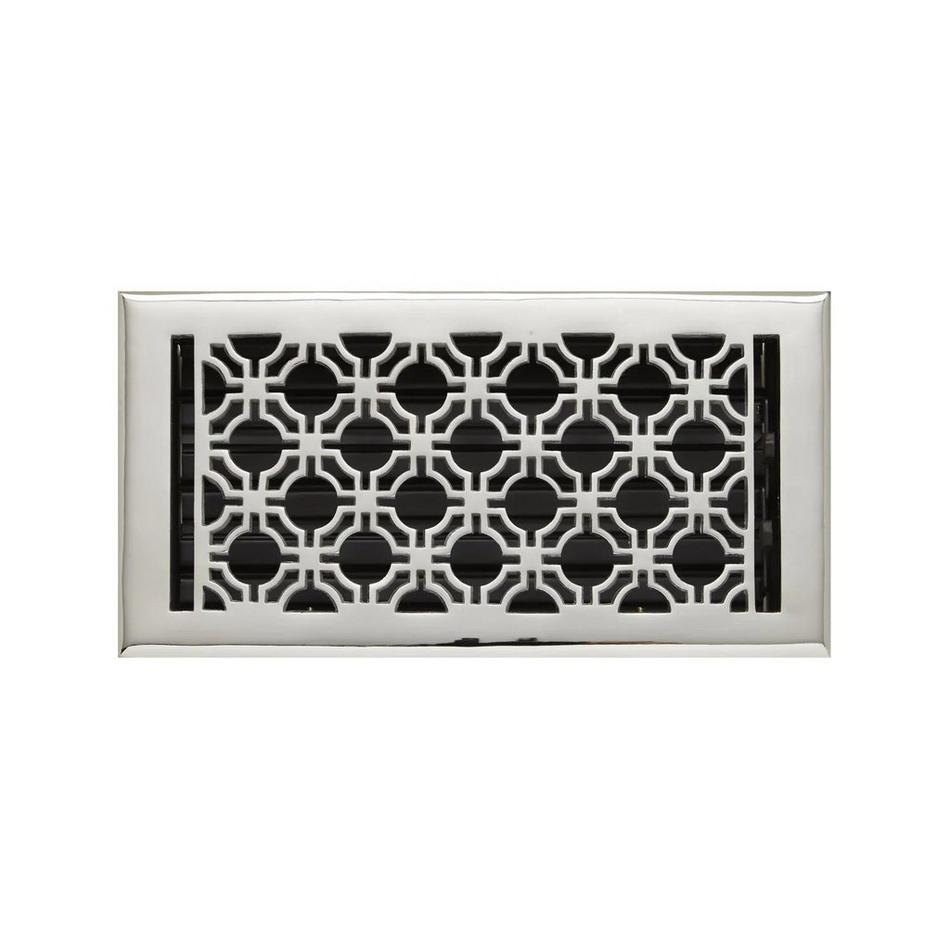 Geometric Brass Floor Register - Chrome 6" x 10" (7" x 11-1/2" Overall), , large image number 0