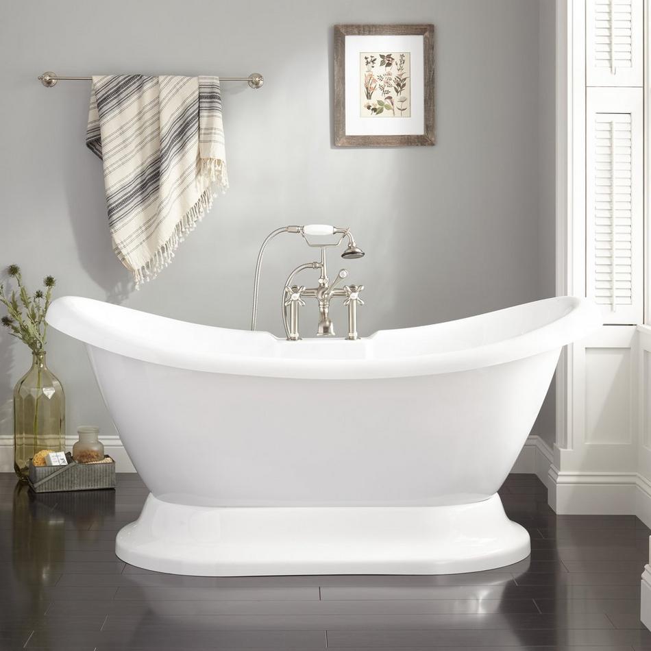 63" Rosalind Acrylic Pedestal Tub - Tap Deck - No Overflow or Faucet Holes, , large image number 0